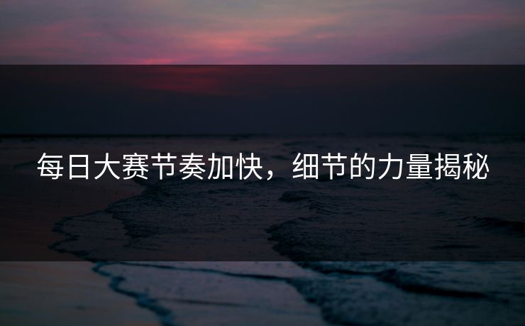 每日大赛节奏加快，细节的力量揭秘